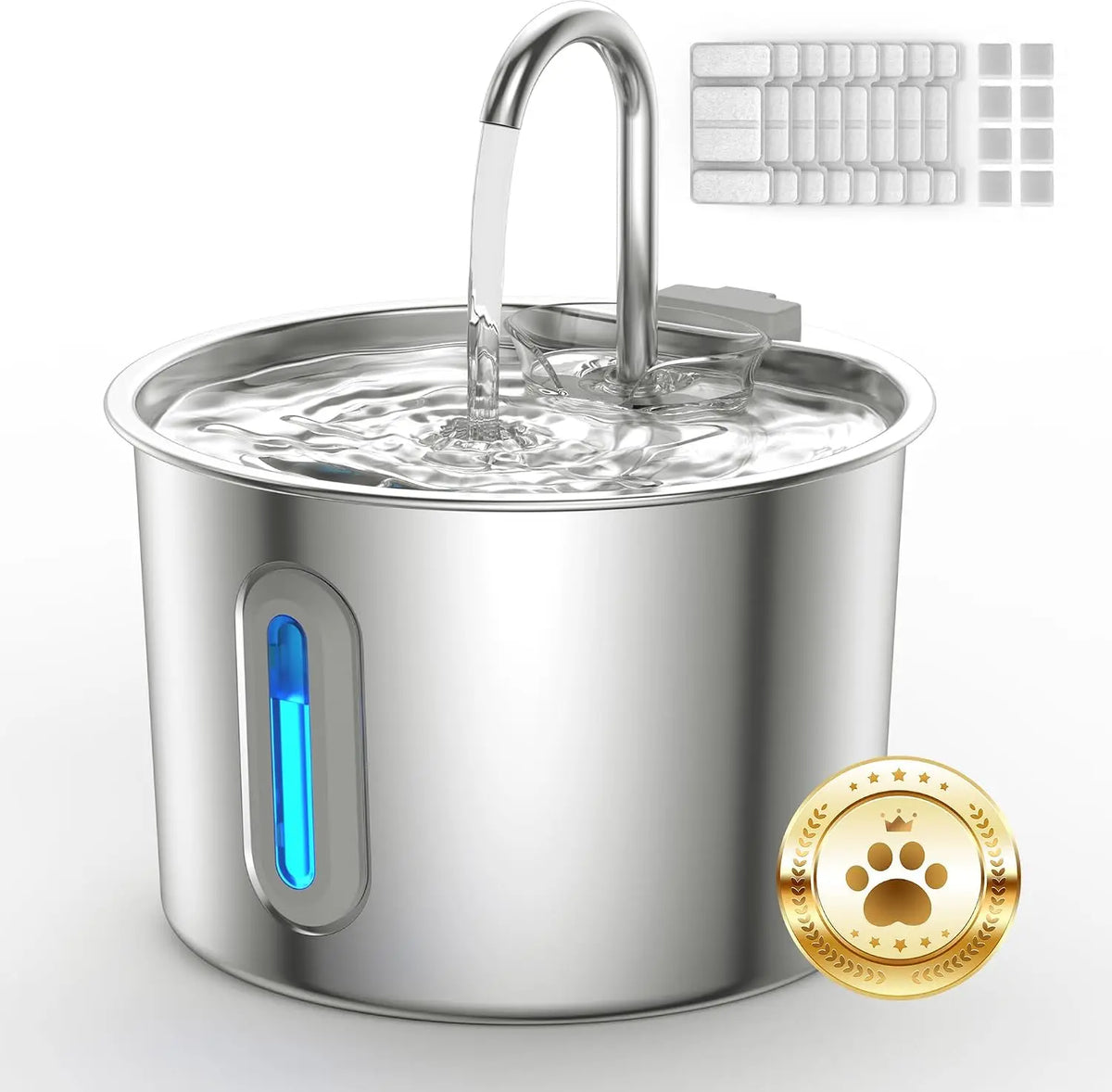 Stainless Steel Cat Water Fountain 74oz 2.2L Quiet Pet Dispenser