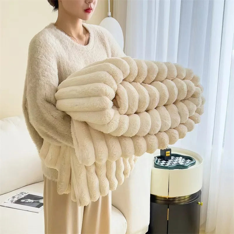 Super Soft Fleece Blanket Large Throw 108x92 Inch All Season Warm Couch