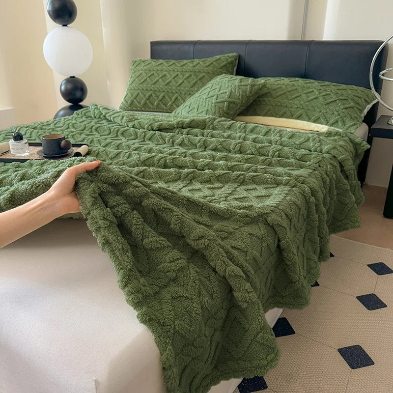 Ultra Soft Plush Fleece Blanket Cozy Warm Polyester Travel Throw For Home