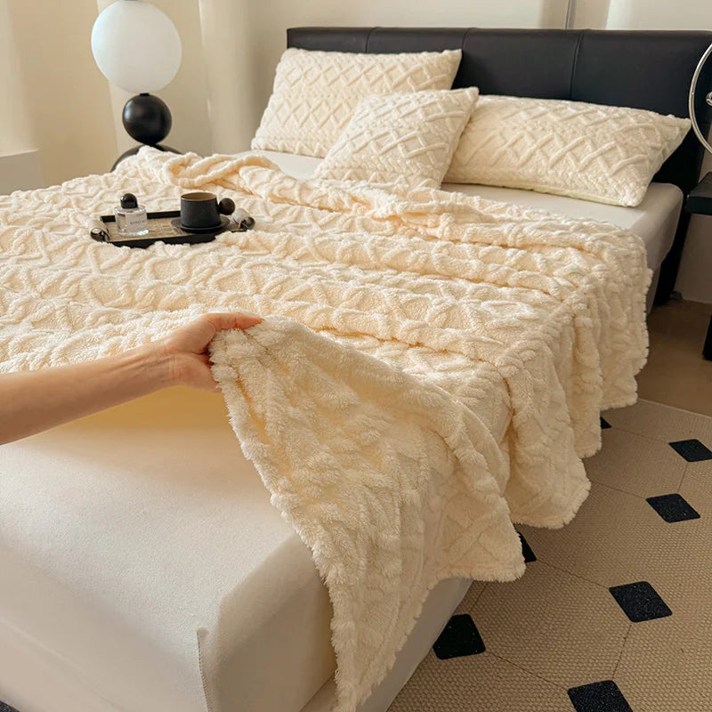 Ultra Soft Plush Fleece Blanket Cozy Warm Polyester Travel Throw For Home