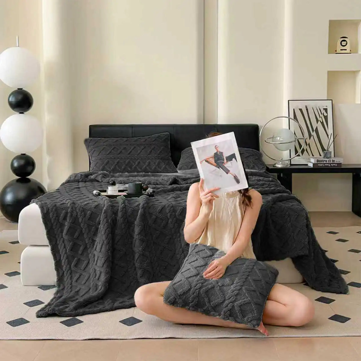 Ultra Soft Plush Fleece Blanket Cozy Warm Polyester Travel Throw For Home