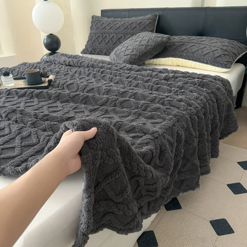 Ultra Soft Plush Fleece Blanket Cozy Warm Polyester Travel Throw For Home