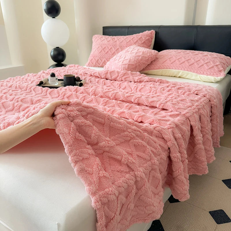 Ultra Soft Plush Fleece Blanket Cozy Warm Polyester Travel Throw For Home