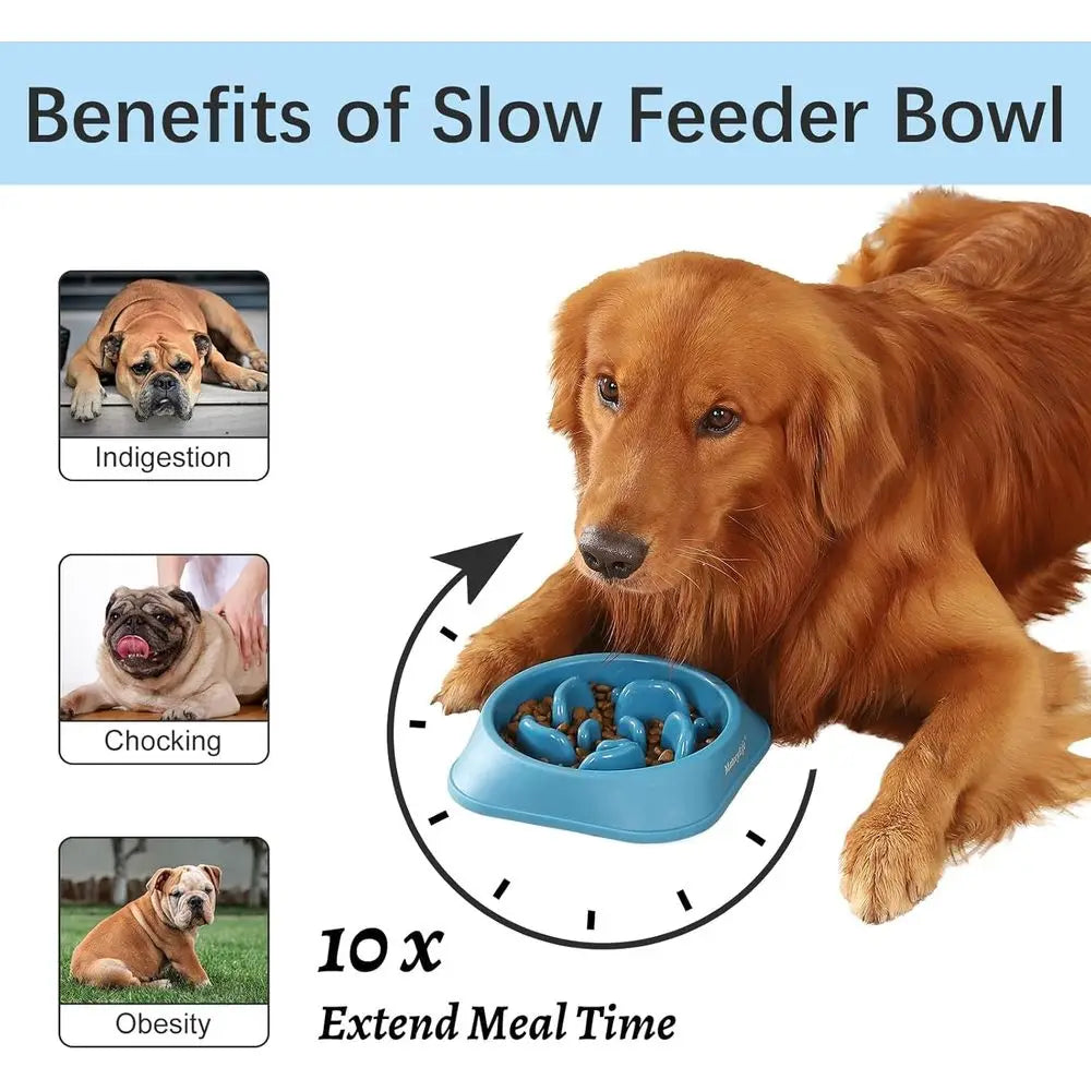 2 Pack Slow Feeder Dog Bowls Anti Choking Puzzle Non Slip Interactive Feeding