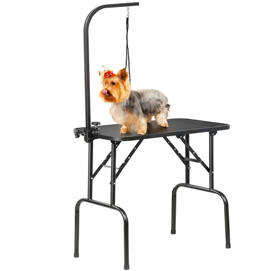 Foldable Pet Grooming Table With Height Adjustable Arm And Legs For Home Use