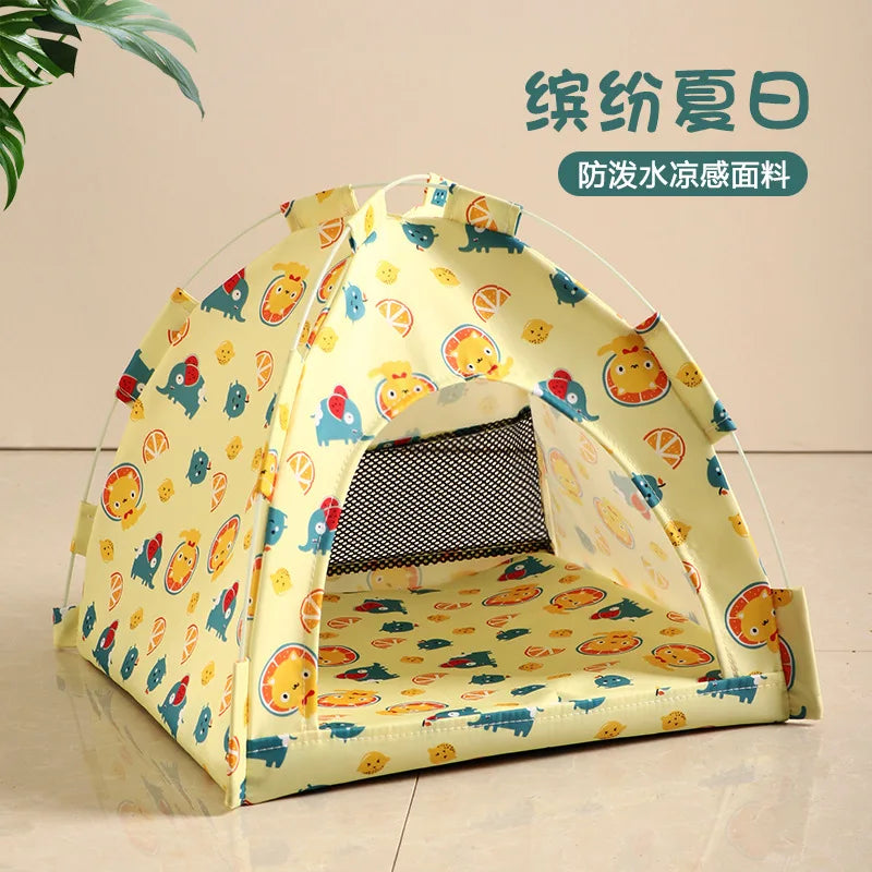 Removable Cat Tent Bed Canvas Sofa Basket Semi Enclosed Cat House Cat Cave