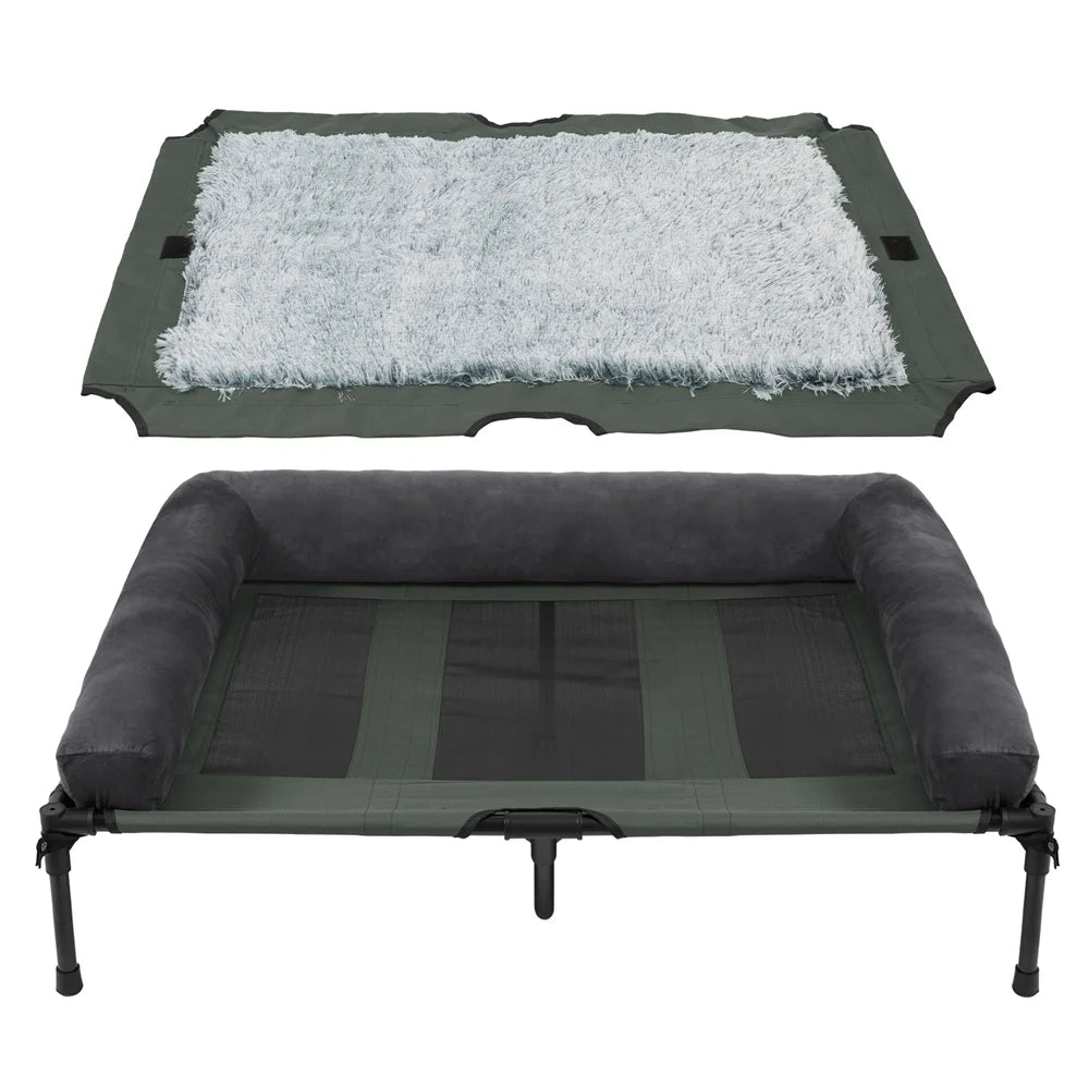 Borwart Outdoor Raised Dog Bed With Cooling Mat And Plush Mat