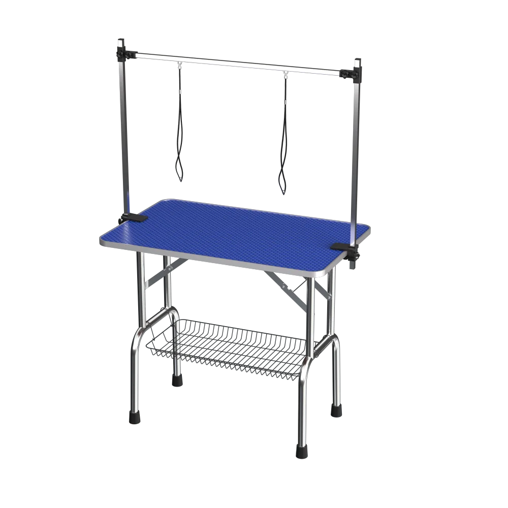 Grooming Table for Dogs and Cats With Adjustable Arm and Clamps 42 Inches Blue