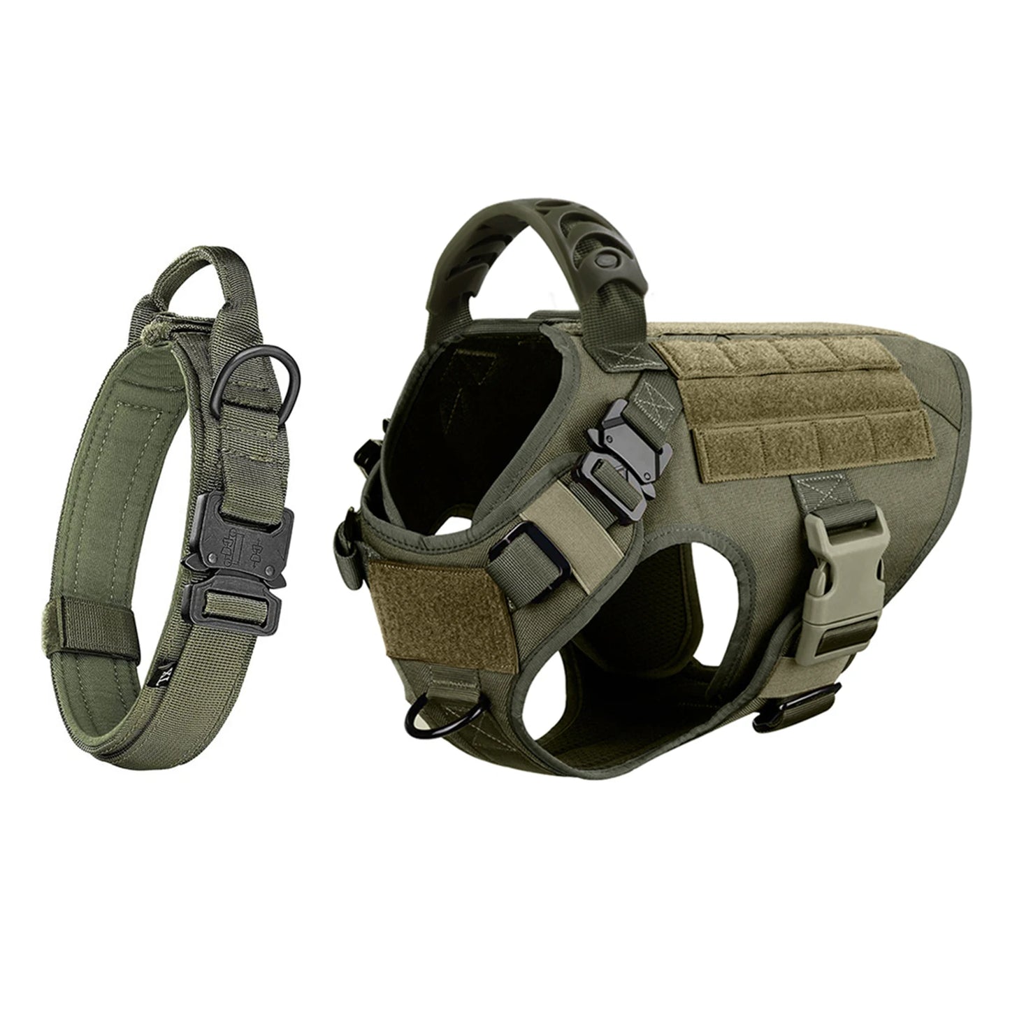 Adjustable Dog Harness And Collar Set Tactical Nylon Vest For All Breeds