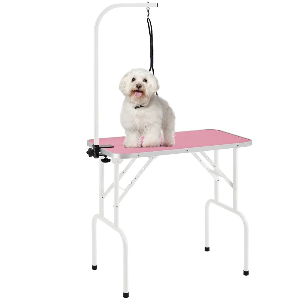 Foldable Pet Grooming Table With Height Adjustable Arm And Legs For Home Use