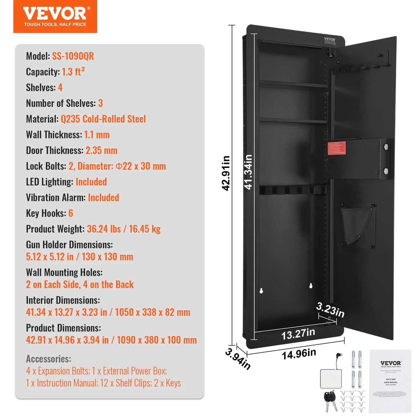 SucceBuy Hidden Wall Safe With Keypad 3 Shelves Q235 Cold Rolled Steel Passport