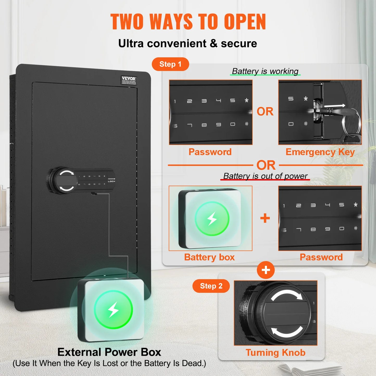 SucceBuy Hidden Wall Safe With Keypad 3 Shelves Q235 Cold Rolled Steel Passport
