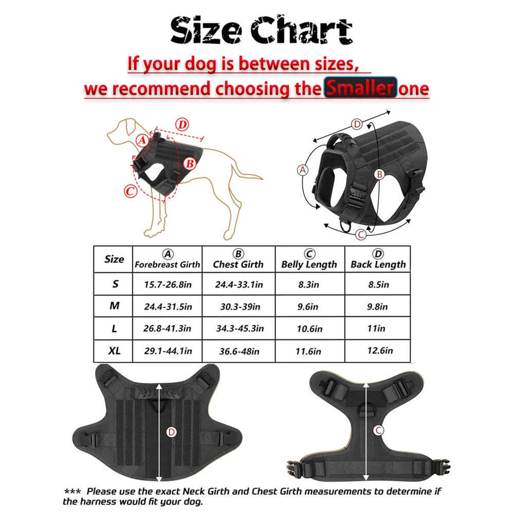 Tactical Dog Harness For German Shepherds And Large Dogs With MOLLE Pouches