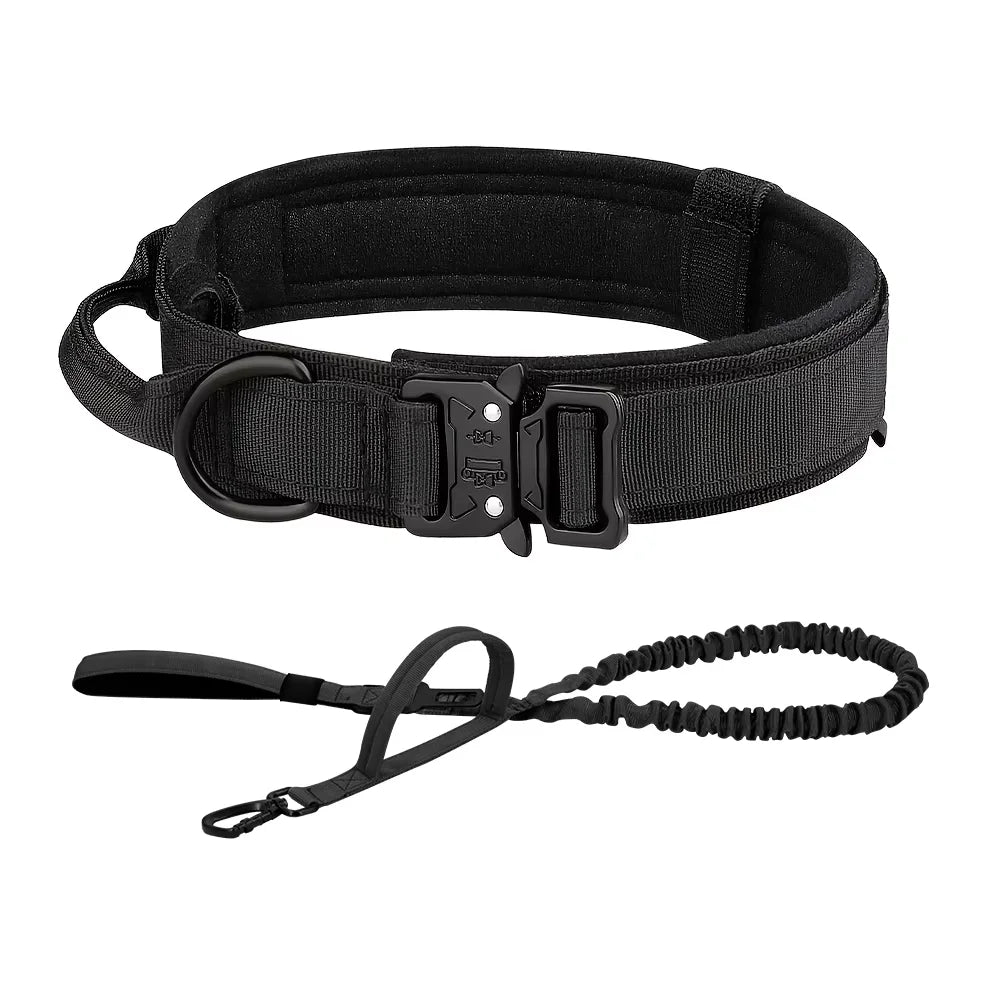 Adjustable Tactical Dog Collar And Leash Set With Control Handle For All Sizes