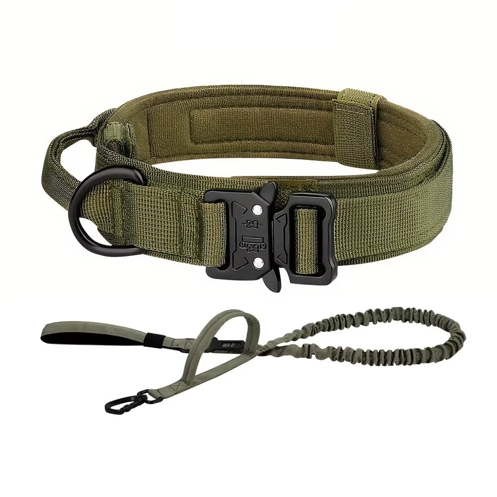 Adjustable Tactical Dog Collar And Leash Set With Control Handle For All Sizes