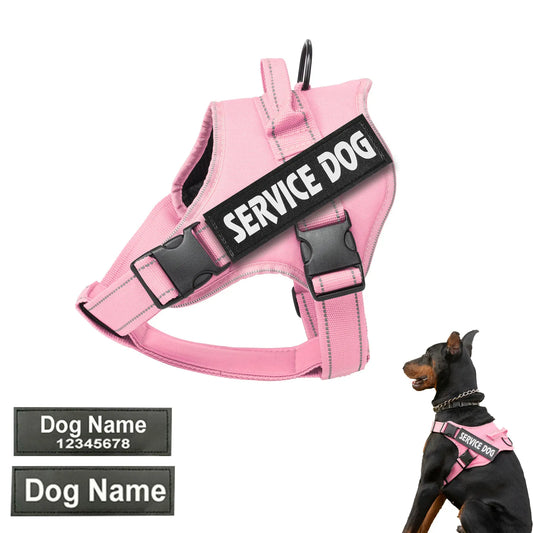 Personalized Dog Harness With Custom Name Tag For Doberman Pinscher Breathable