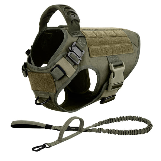 Tactical Dog Harness And Leash Set For Large Dogs No Pull Malinois Military Vest