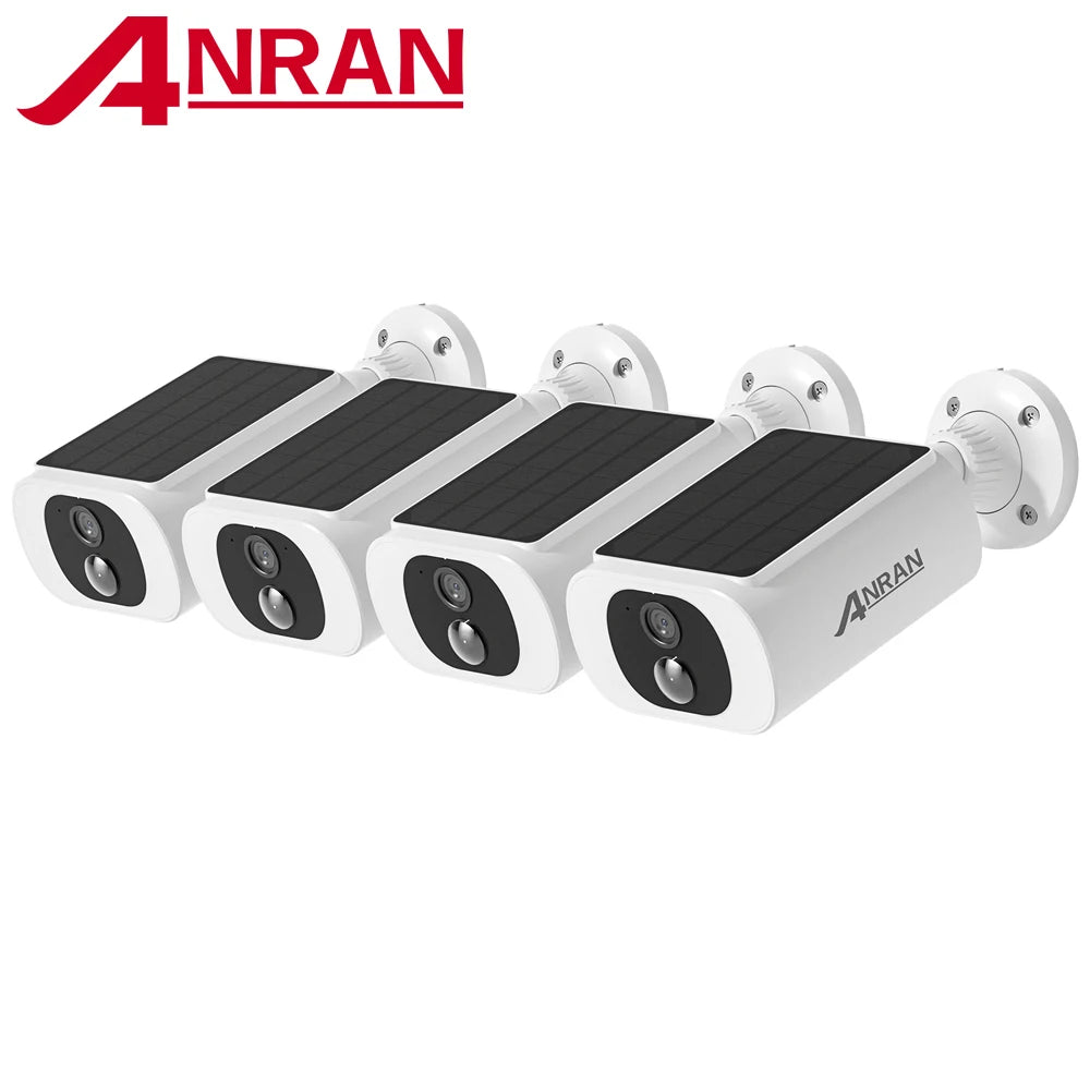 ANRAN 2K Solar Security Camera 4 Pack Wireless 2.4G WiFi Floodlight Night Vision