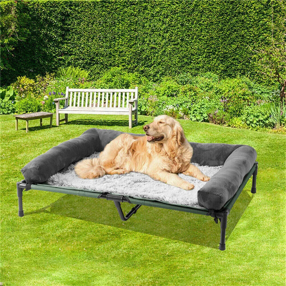 Borwart Outdoor Raised Dog Bed With Cooling Mat And Plush Mat