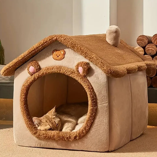 Foldable Cat Cave Bed Washable For Extra Small Dogs And Small To Medium Cats