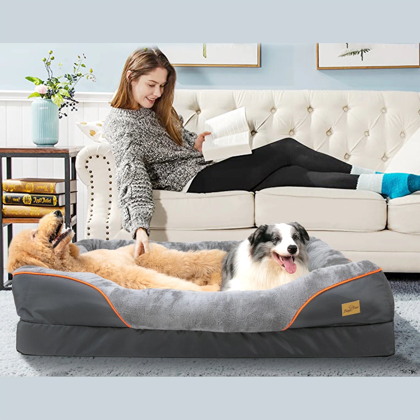 Large Dog Bed With Warm Fleece Anti Allergy Removable Washable Cover Waterproof