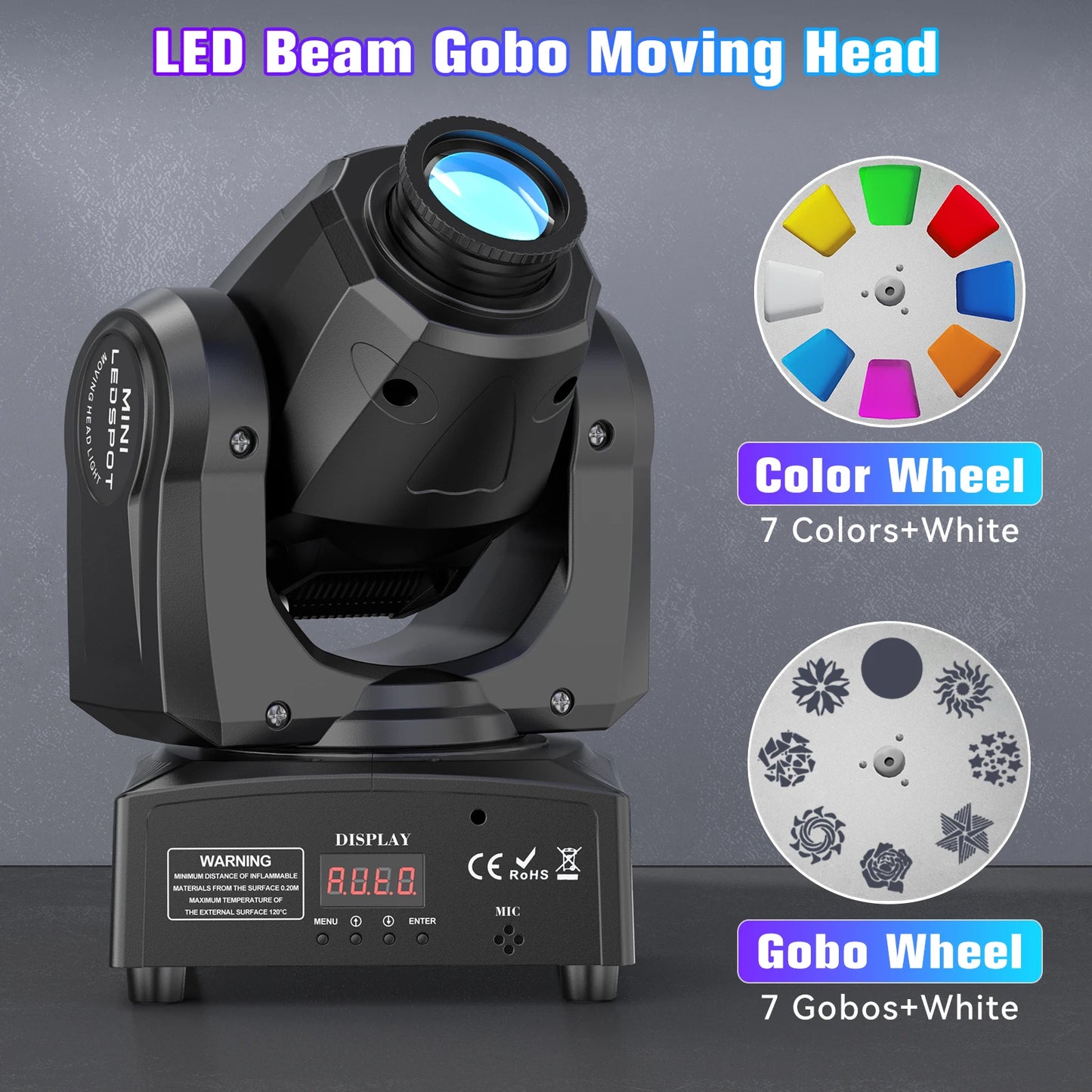 U'King 120W LED Moving Head Light DMX512 Gobos Stage Lighting With Remote