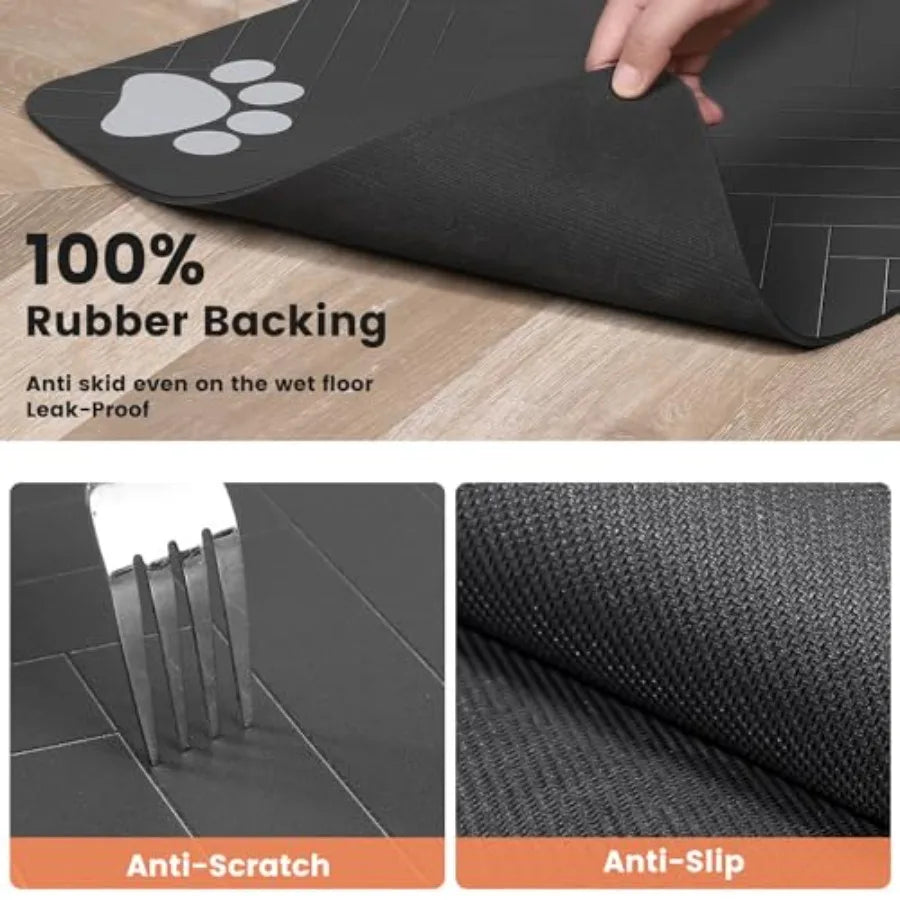 Pet Feeding Mat Absorbent Placemat For Bowls Waterproof Backing Quick Dry