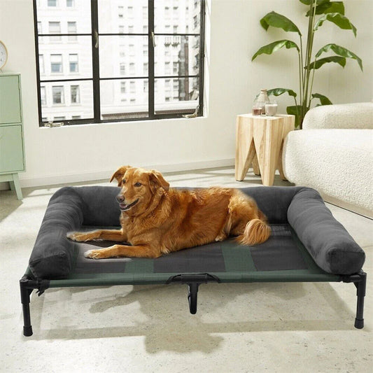 Borwart Outdoor Raised Dog Bed With Cooling Mat And Plush Mat