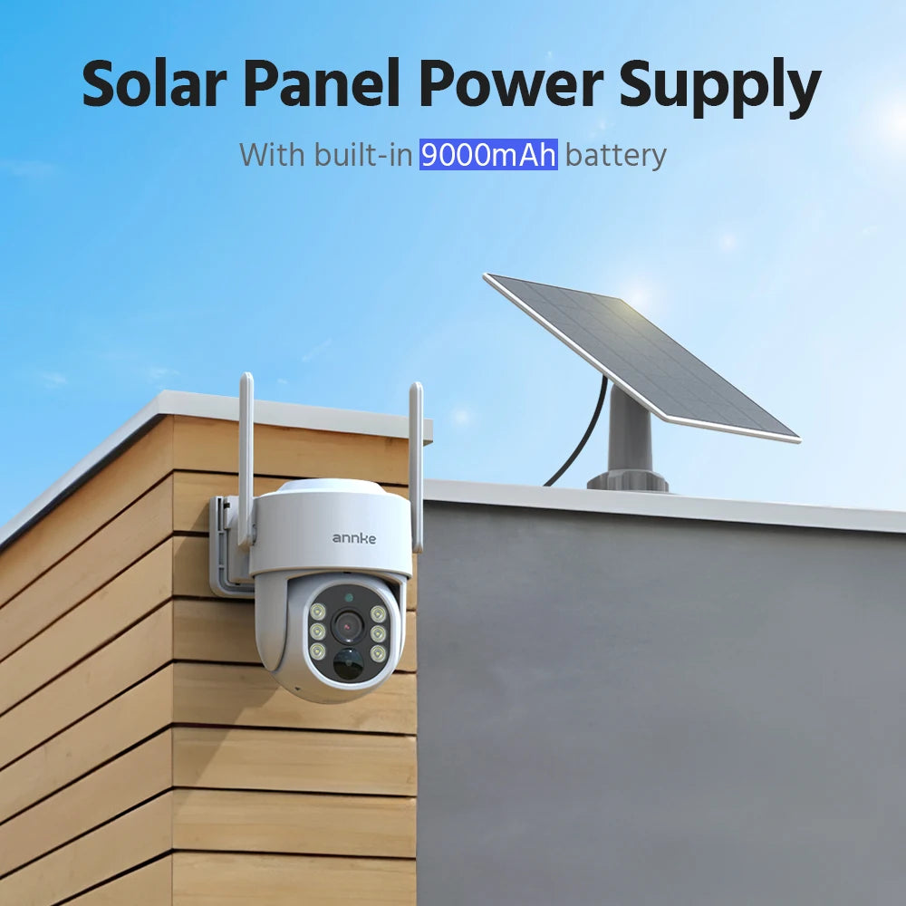 Annke 4MP Solar Security Cameras 12 Inch LCD PTZ WiFi Color Night Vision PIR