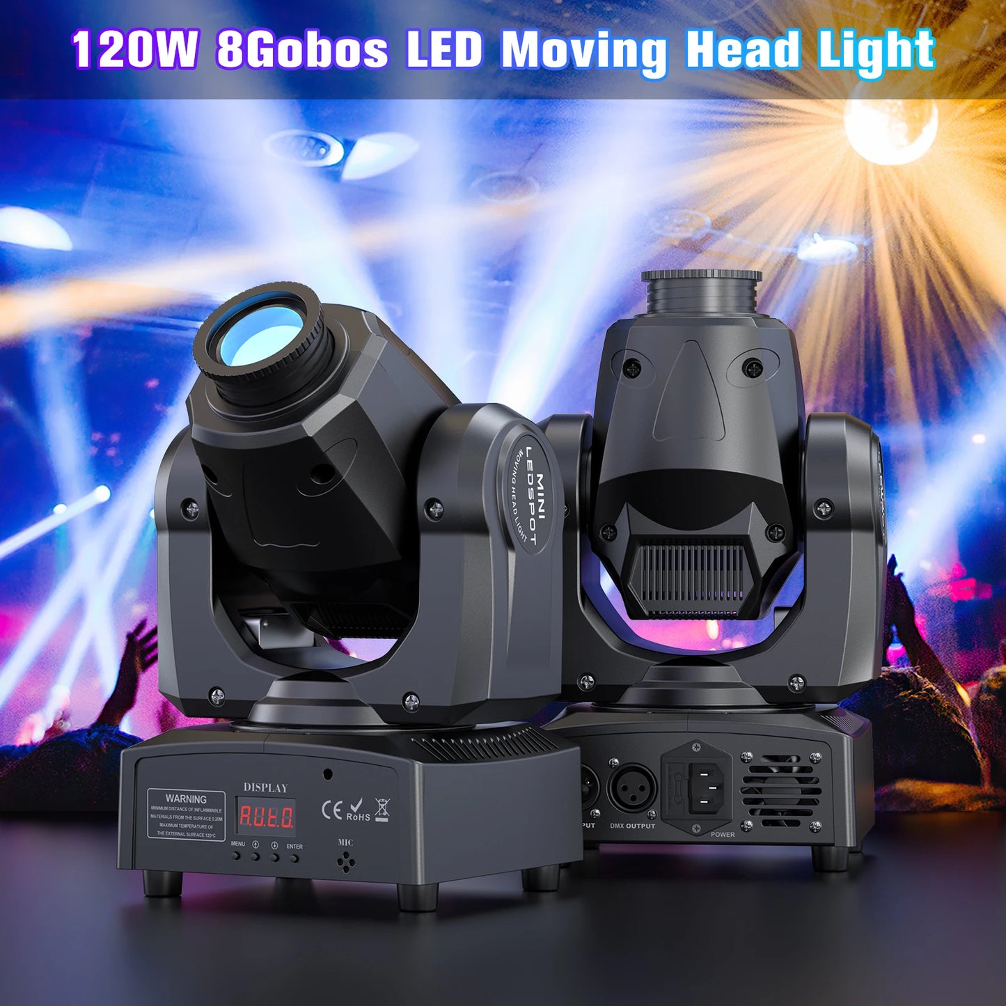 U'King 120W LED Moving Head Light DMX512 Gobos Stage Lighting With Remote