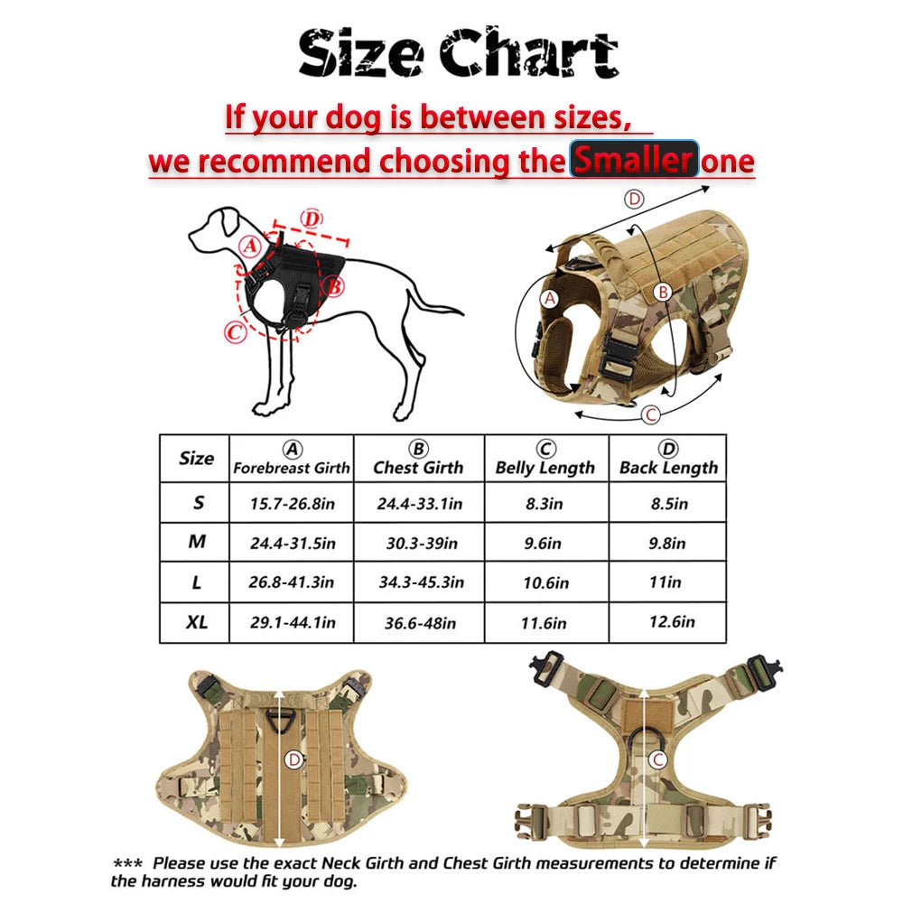 Tactical Dog Harness And Leash Set For Large Dogs No Pull Malinois Military Vest