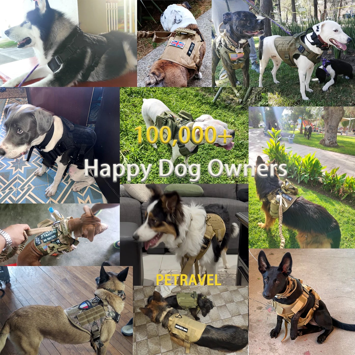Tactical Dog Harness For German Shepherds And Large Dogs With MOLLE Pouches