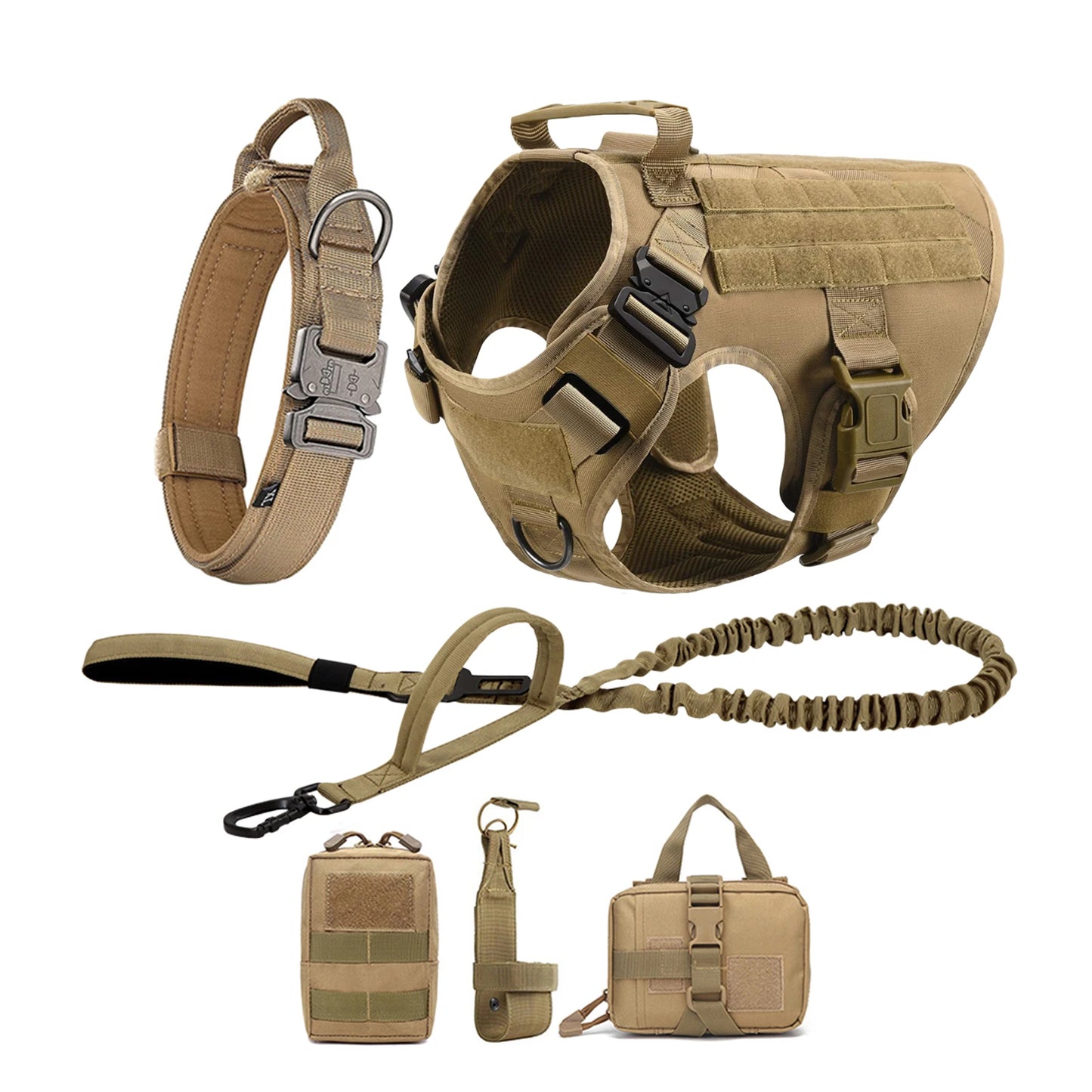 Tactical Dog Harness For German Shepherds And Large Dogs With MOLLE Pouches
