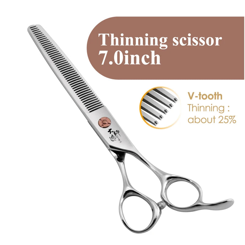 Fenice 7 Inch Stainless Steel Dog Grooming Scissors Curved Thinning Shears