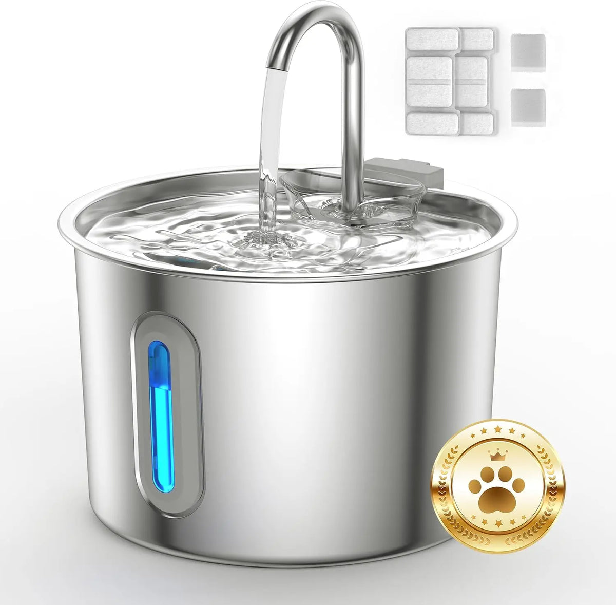 Stainless Steel Cat Water Fountain 74oz 2.2L Quiet Pet Dispenser