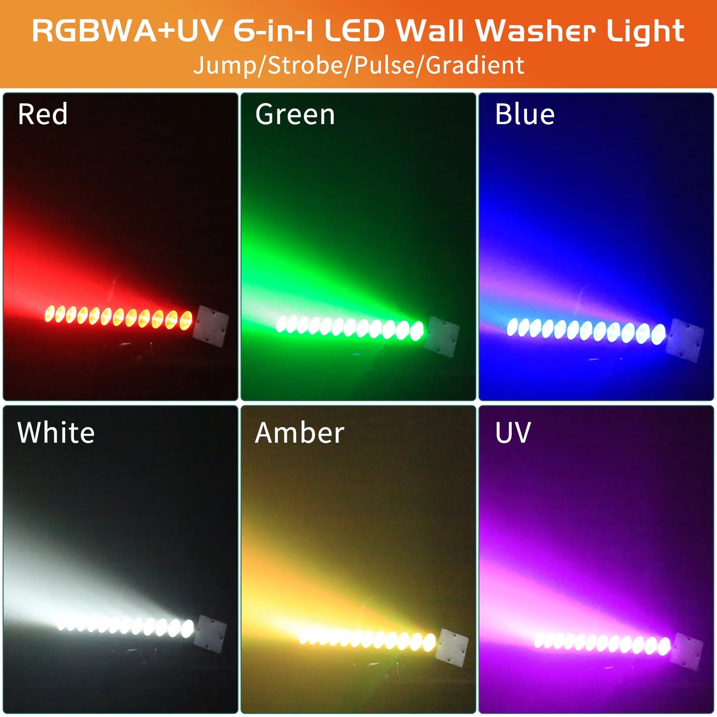 U'King 2Pcs RGBWA UV Wall Washer Light DMX512 12x6W LED Rechargeable Stage Light