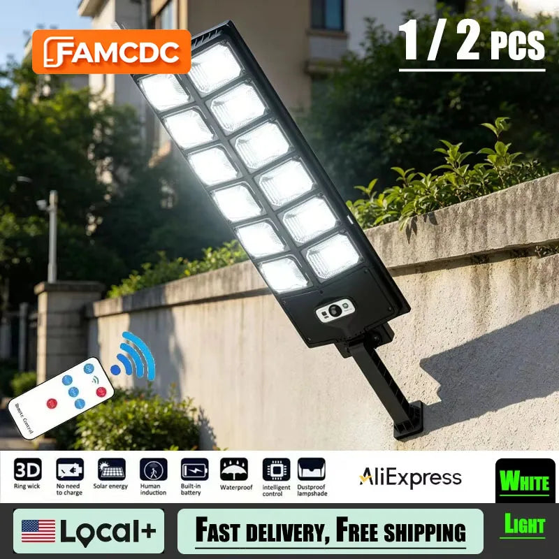 504 LED Solar Motion Sensor Wall Light 3 Modes Waterproof Outdoor Lamp Garage