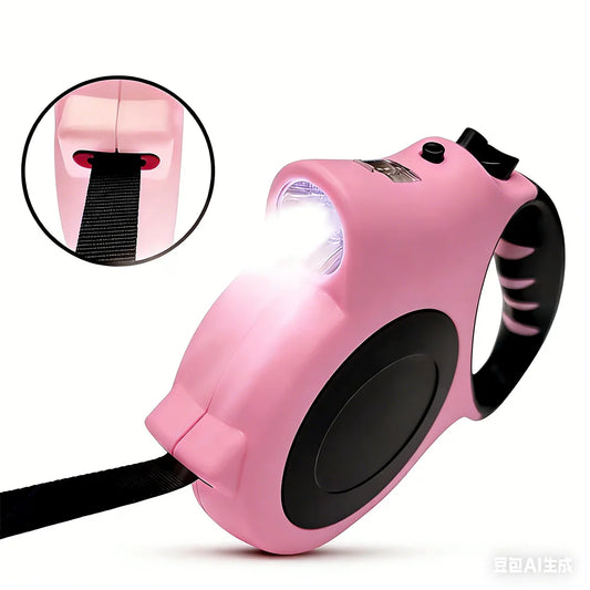 Illuminated Retractable Dog Leash 16ft Adjustable For Medium And Large Dogs