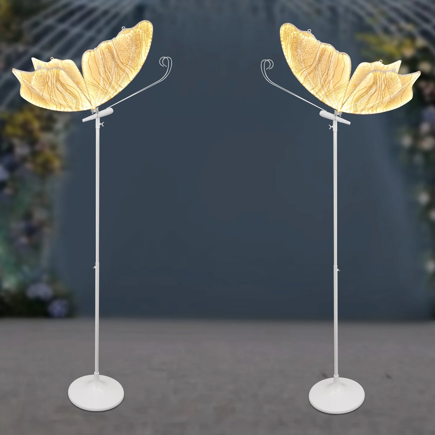 Two Pack Wedding Butterfly Floor Lamps With LED Wings Adjustable Height