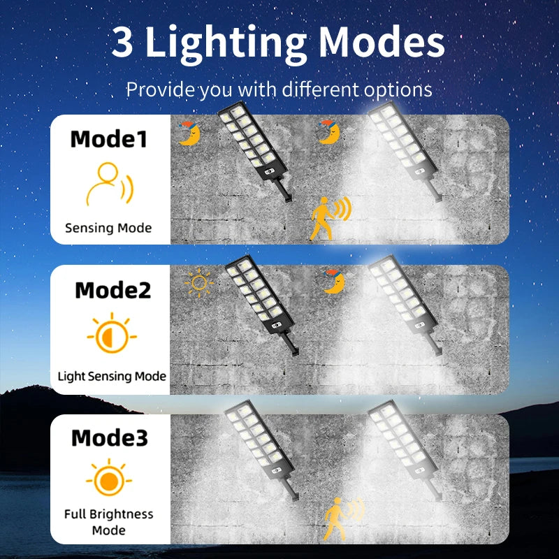 504 LED Solar Motion Sensor Wall Light 3 Modes Waterproof Outdoor Lamp Garage