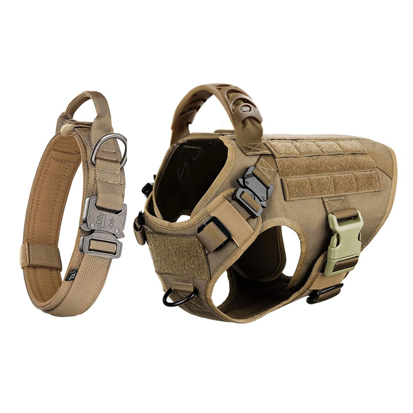 Adjustable Dog Harness And Collar Set Tactical Nylon Vest For All Breeds