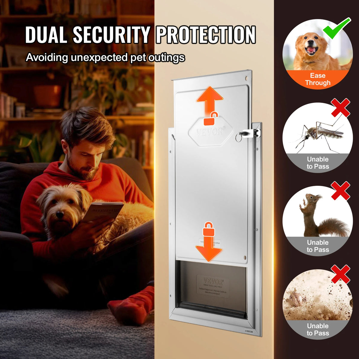 SucceBuy Aluminum Pet Door With Lock Weatherproof Flap System