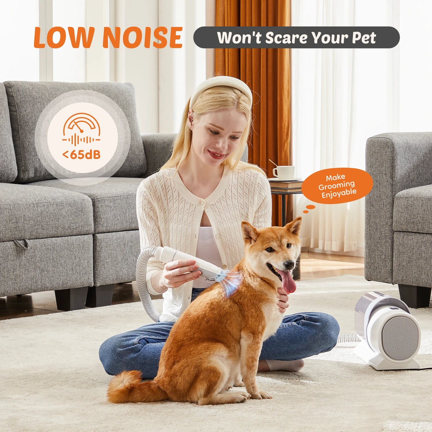JHK Two Point Five L Pet Grooming Vacuum Kit With Cordless Low Noise Clippers