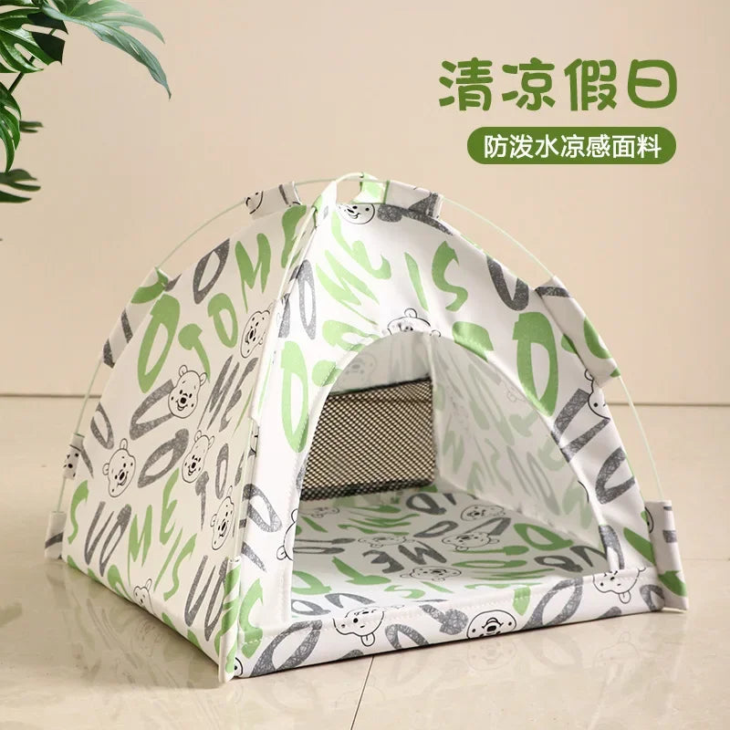 Removable Cat Tent Bed Canvas Sofa Basket Semi Enclosed Cat House Cat Cave