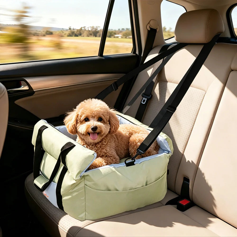 Portable Dog Car Seat Booster With Safety Belt And Removable Washable Cover