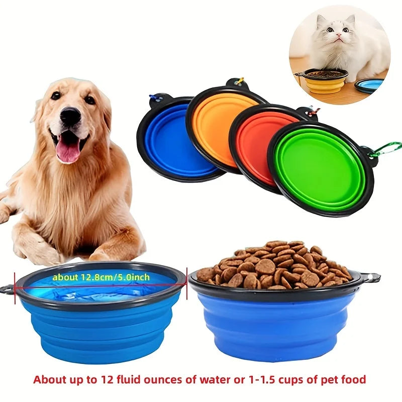 Portable Pet Food Bowl Durable TPR Collapsible Silicone Travel Dog Cat Bowl