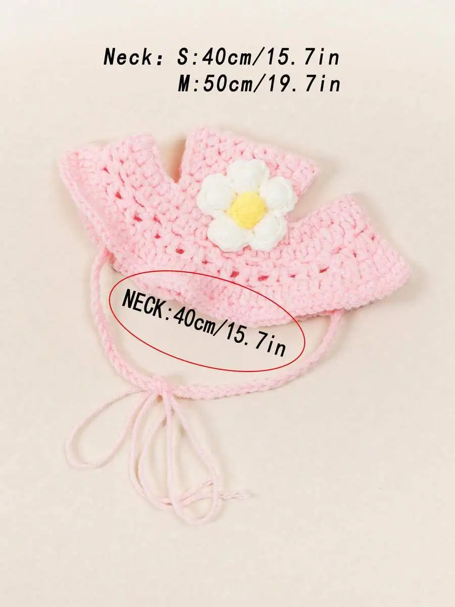 Cozy Knitted Wool Hat With Floral Trim For Cats And Small Dogs