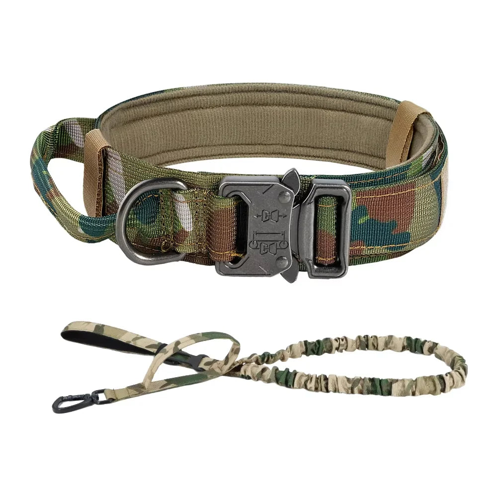 Adjustable Tactical Dog Collar And Leash Set With Control Handle For All Sizes