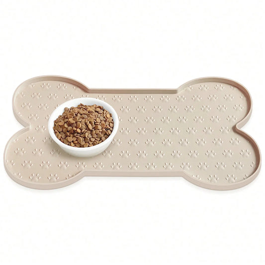 Bone Shape Non Slip Silicone Pet Placemat With Raised Edge For Food And Water
