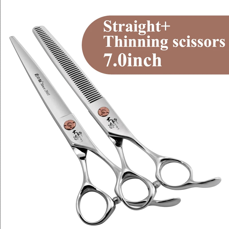 Fenice 7 Inch Stainless Steel Dog Grooming Scissors Curved Thinning Shears